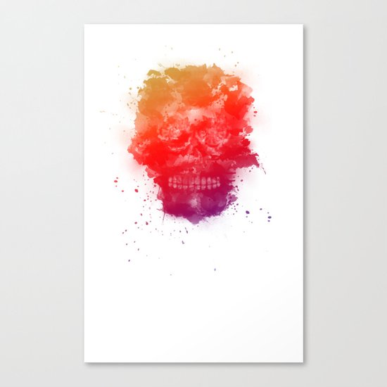 Rainbow Splatter Skull Canvas Print