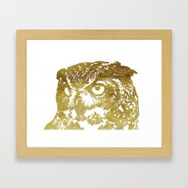 Faux Gold Foil Owl Framed Art Print