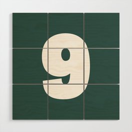 9 (White & Dark Green Number) Wood Wall Art