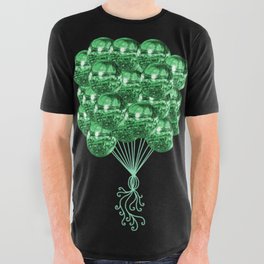 70's Groovy Green Disco Ball Balloons All Over Graphic Tee