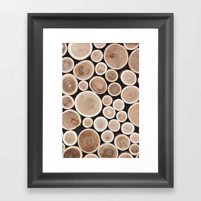 Stacked Logs  4 - Timber - Tree - Woodlands Cabin  Photography by Ingrid Beddoes Framed Art Print