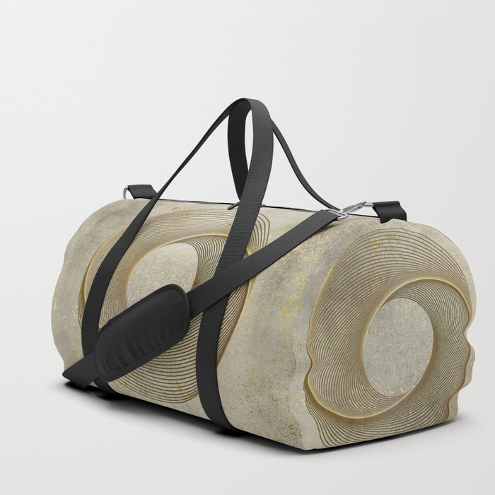 Geometrical Line Art Circle Distressed Gold Duffle Bag