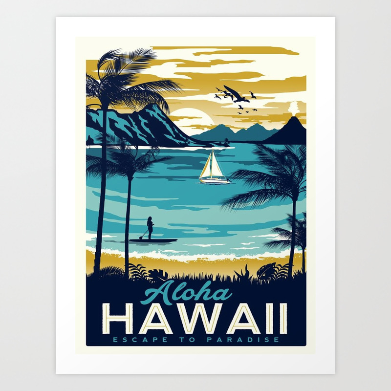 Vintage Poster Hawaii Art Print By Mosfunky Society6