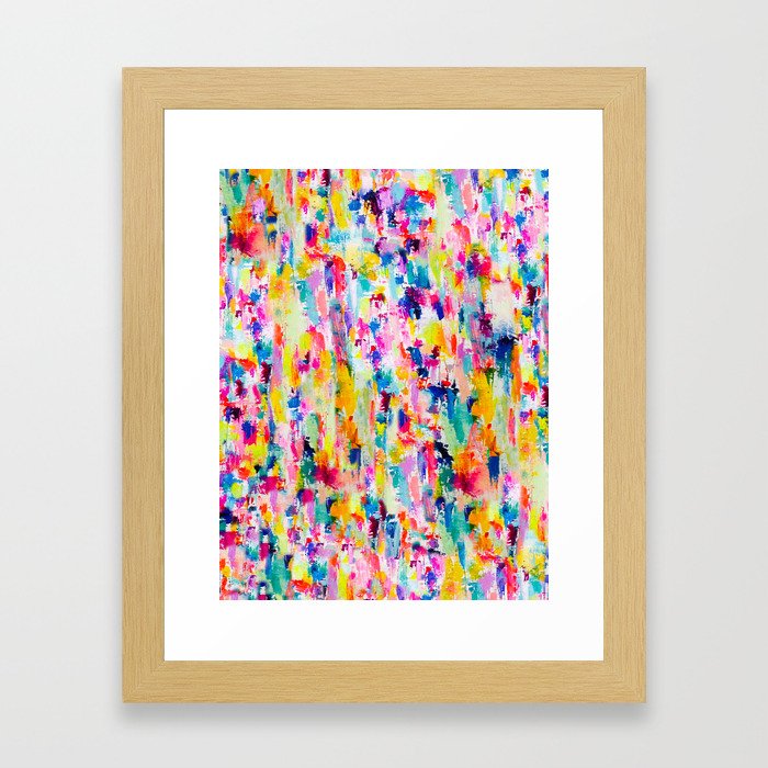 Bright Colorful Abstract Painting in Neons and Pastels Framed Art Print