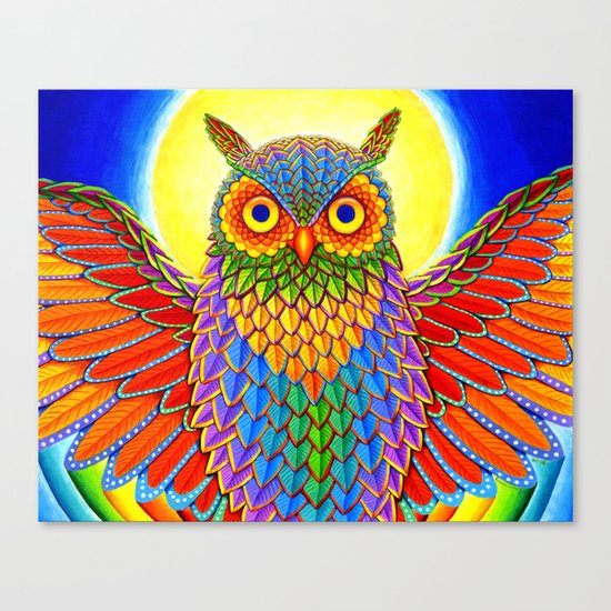 Psychedelic Rainbow Owl Canvas Print