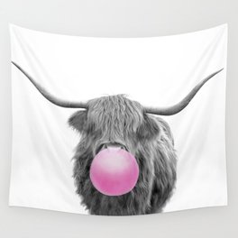 Bubblegum Highland Cow Wall Tapestry
