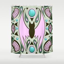 Pink Abstract Bat Shower Curtain