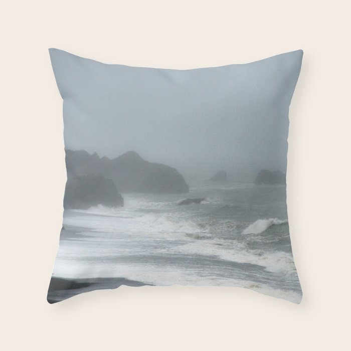 Pacific Northwest Beach Storm Throw Pillow by Nature Magick Cascadia