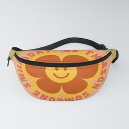 Be the reason someone smiles today - 60s 70s retro cherry blossom smiley typography  Fanny Pack