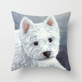 Dog 137 White Westie Throw Pillow