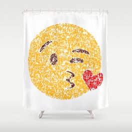 Emoji Calligraphy Art :Face blowing a kiss Shower Curtain