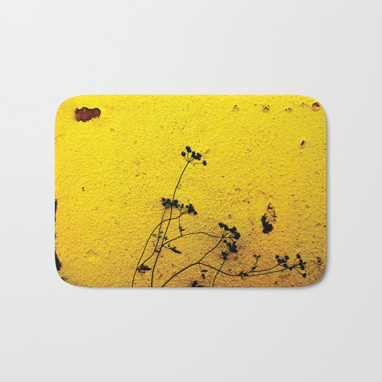 Minimal flora - Yellow wall and flowers Bath Mat