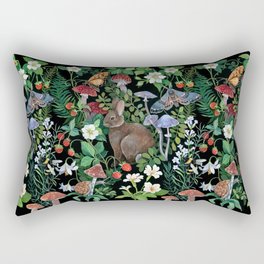 Rabbit and Strawberry Garden Rectangular Pillow