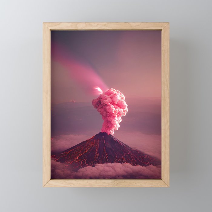 Pink erupting volcano Framed Mini Art Print