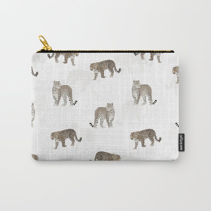 Modern Jungle Leopard Animals White Pattern Carry-All Pouch
