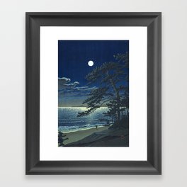Kawase Hasui, Moonlight Over Ninomiya Beach - Vintage Japanese Woodblock Print Art Framed Art Print