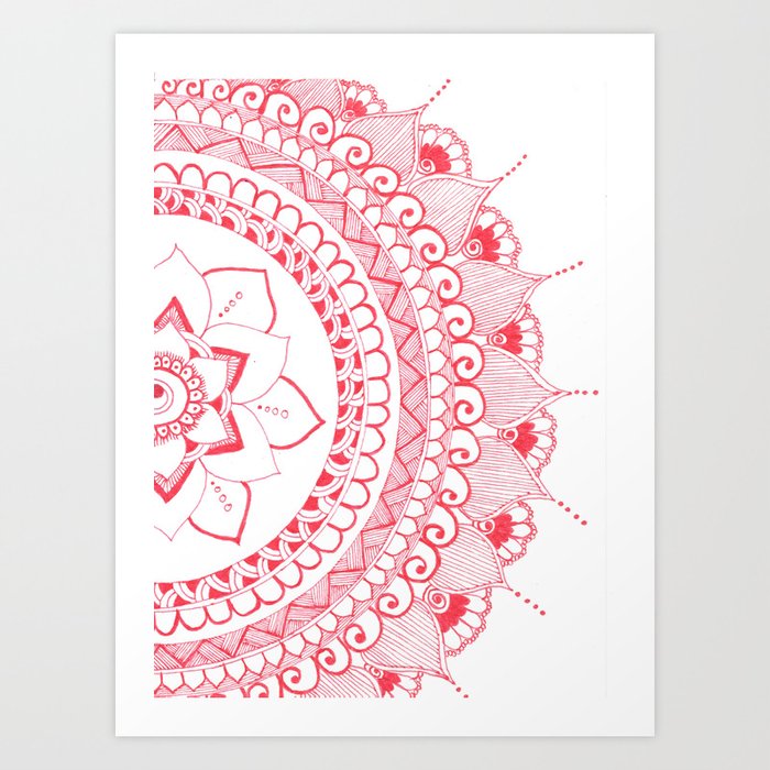 Red Mandala Design  Art Print