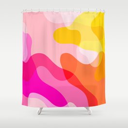 Abstract Yellow Pink Colorful Organic Shapes Shower Curtain