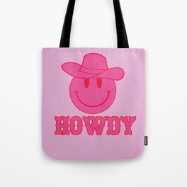 Happy Smiley Face Says Howdy - Preppy Western Aesthetic Tote Bag