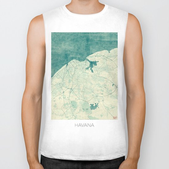Havana Map Blue Vintage Biker Tank