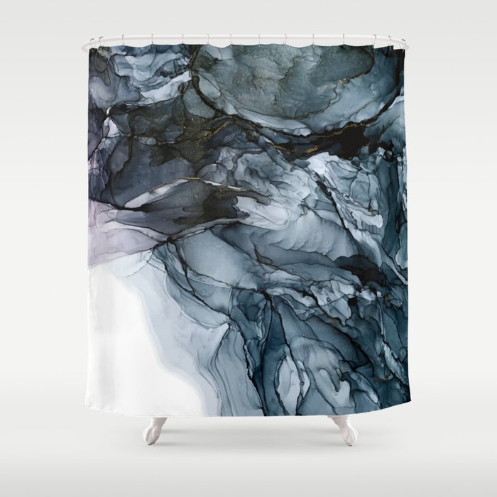 Dark Payne S Grey Flowing Abstract Painting Shower Curtain By