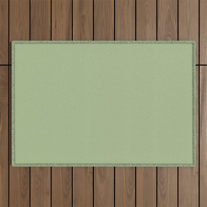 Calm Green Sage Leaves - Solid Color Trend Mid Century Modern Outdoor Rug