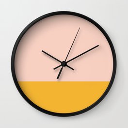 Millennial Pink and Mustard Yellow Minimalist Color Block Wall Clock