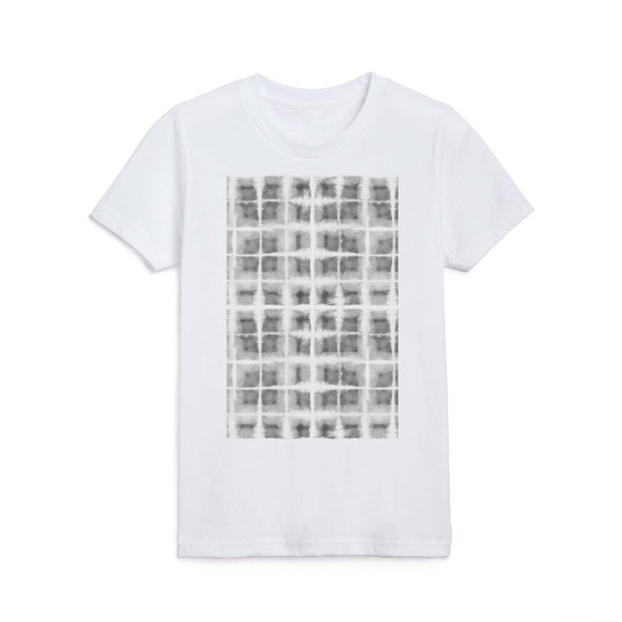 Shibori gray squares Kids T Shirt