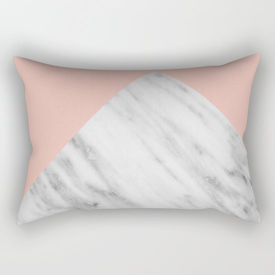 Pink Marble Collage Rectangular Pillow