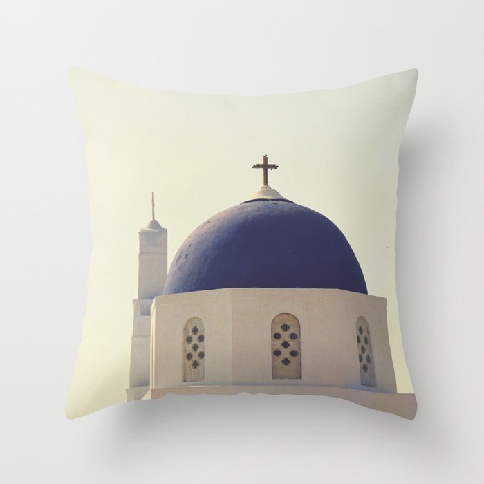 Greek Island Church  Throw Pillow