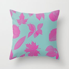 Pink leaves Throw Pillow