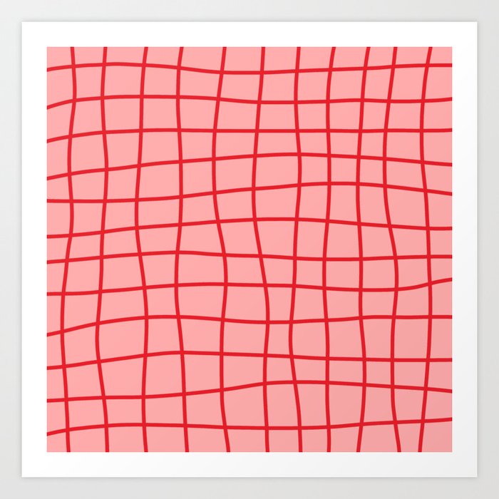 Hand Drawn Grid (red/pink) Art Print