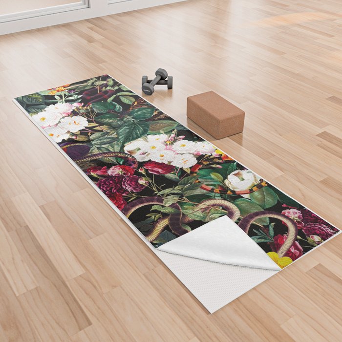 Flowers and Snake Pattern Yoga Towel