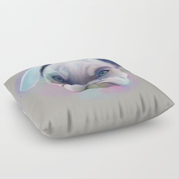  Abstract Bulldog Portrait Colorful Painting Floor Pillow