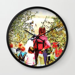 Hortus Conclusus: children with the teacher visiting the countryside Wall Clock