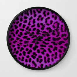 Purple cheetah leopard print pattern animal safari burlesque mask Wall Clock