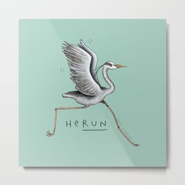 HeRUN Metal Print | Stork, Drawing, Run, He, Running, Comedy, Bird, Wild, Curated, Nature 