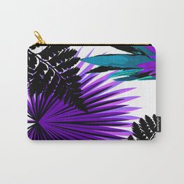 PALM LEAF FERN LEAF PURPLE BLACK AND WHITE TROPICAL PATTERN Carry-All Pouch