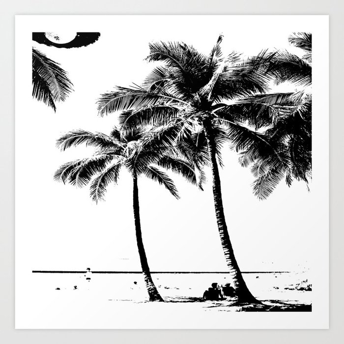 Society6 ケース Black and White Palm Tree with Hawaii Summer Black and White Palm Tree with Hawaii Summer Sea Beach Art