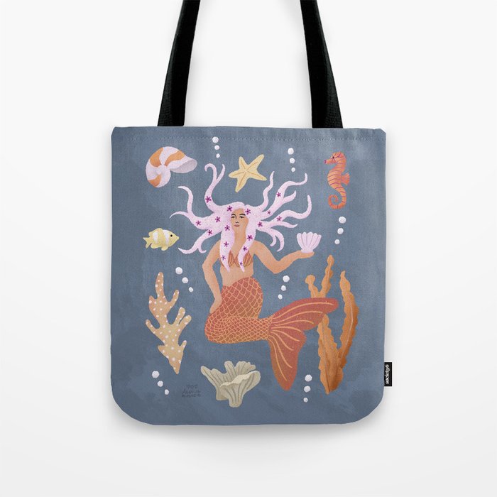 Mermaid Portrait Tote Bag