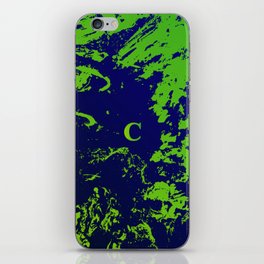   C Letter Personalized, Green & Blue Grunge Design, Valentine Gift / Anniversary Gift / Birthday Gift iPhone Skin