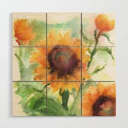 Sunflower Watercolor Study: Field Sketch Wood Wall Art