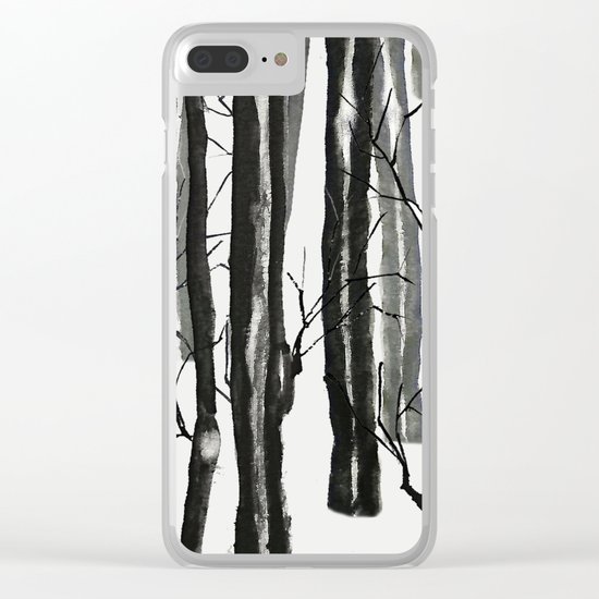 wood and snow Clear iPhone Case