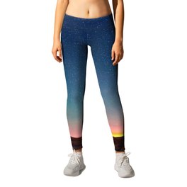 Bisti Badlands Hoodoos Under New Mexico Stary Night Leggings | Energy, Starry, Tourist, Adventure, Universe, Tranquil, Tourism, Yellow, Stone, Blue 