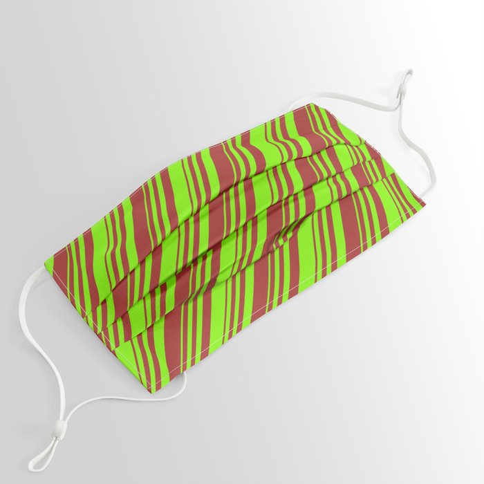 Chartreuse and Brown Colored Stripes/Lines Pattern Face Mask
