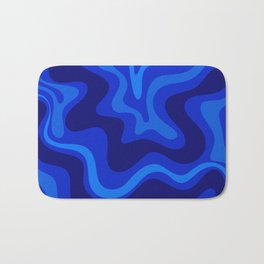 Liquid Swirl Retro Abstract Pattern 5 in Super Blue.  Bath Mat