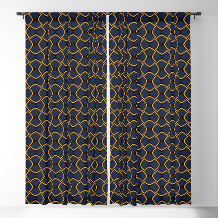 Geometric pattern no.2 with black, blue and gold Blackout Curtain