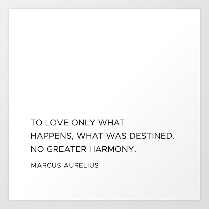 Marcus Aurelius - To love only what happens, what was destined. no greater harmony Art Print