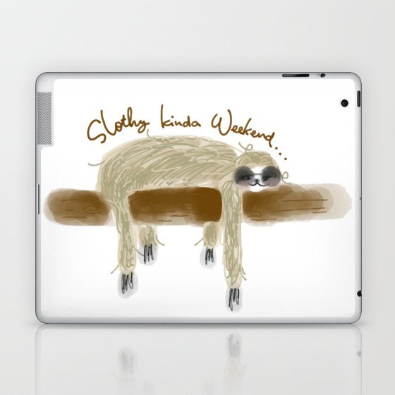 slothy kinda weekend - animal illustration Laptop & iPad Skin
