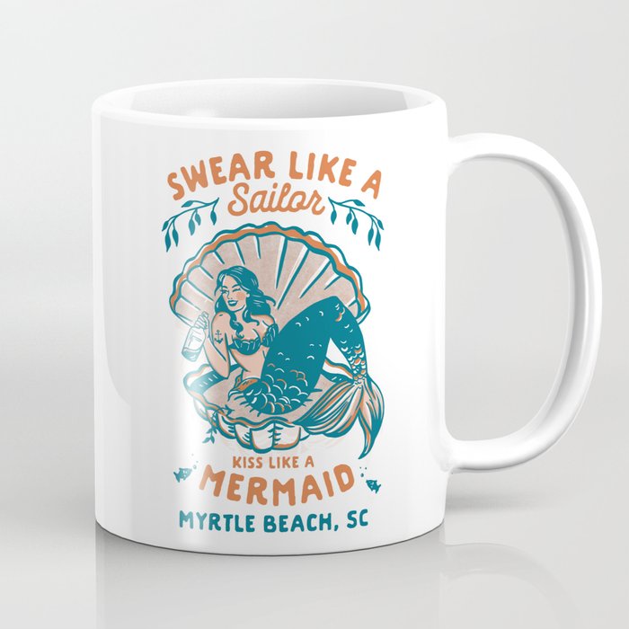 Myrtle Beach, South Carolina Vintage Pinup Mermaid Art Coffee Mug
